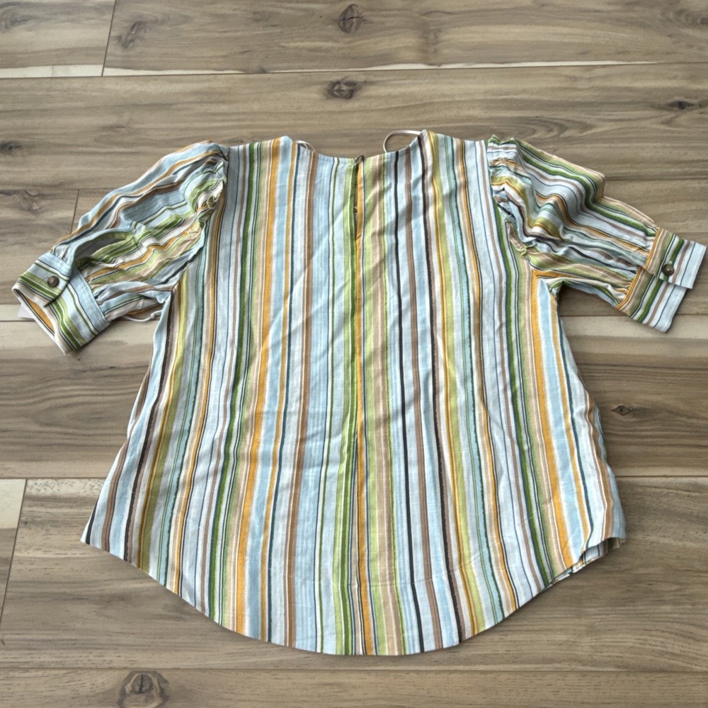 Lauren Conrad pastel rainbow stripe Faux wrap tie midi skirt And Shirt NWT - Picture 10 of 10